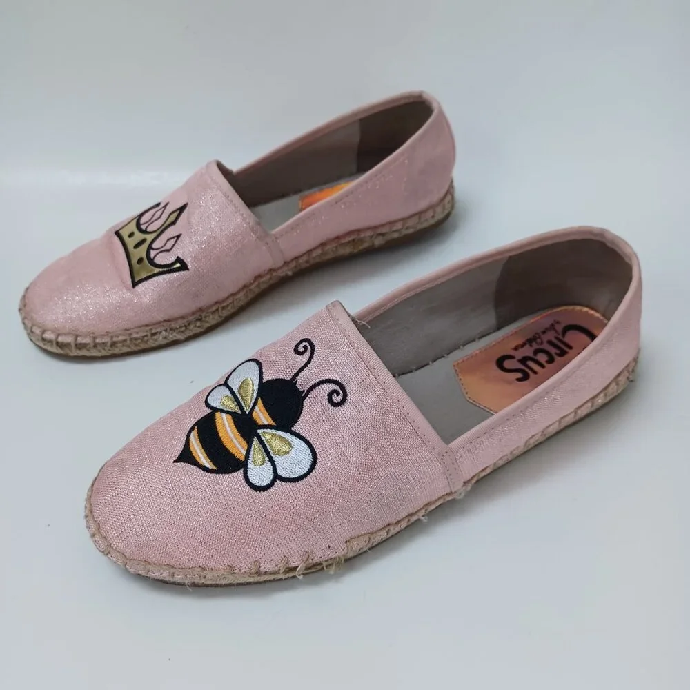 Circus by‎ Sam Edelman Queen Bee Leni Flats Pink Espadrille Slip On Womens 8.5
